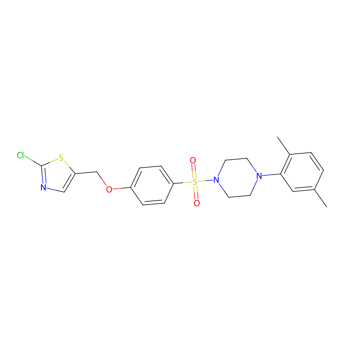 (2-Chloro-1,3-thiazol-5-yl)methyl 4-{[4-(2,5-dimethylphenyl)piperazino]sulfonyl}phenyl ether molecular structure, CAS 860784-39-0
