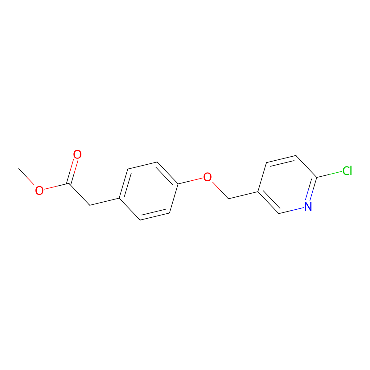 Methyl 2-{4-[(6-chloro-3-pyridinyl)methoxy]phenyl}acetate molecular structure, CAS 860784-47-0