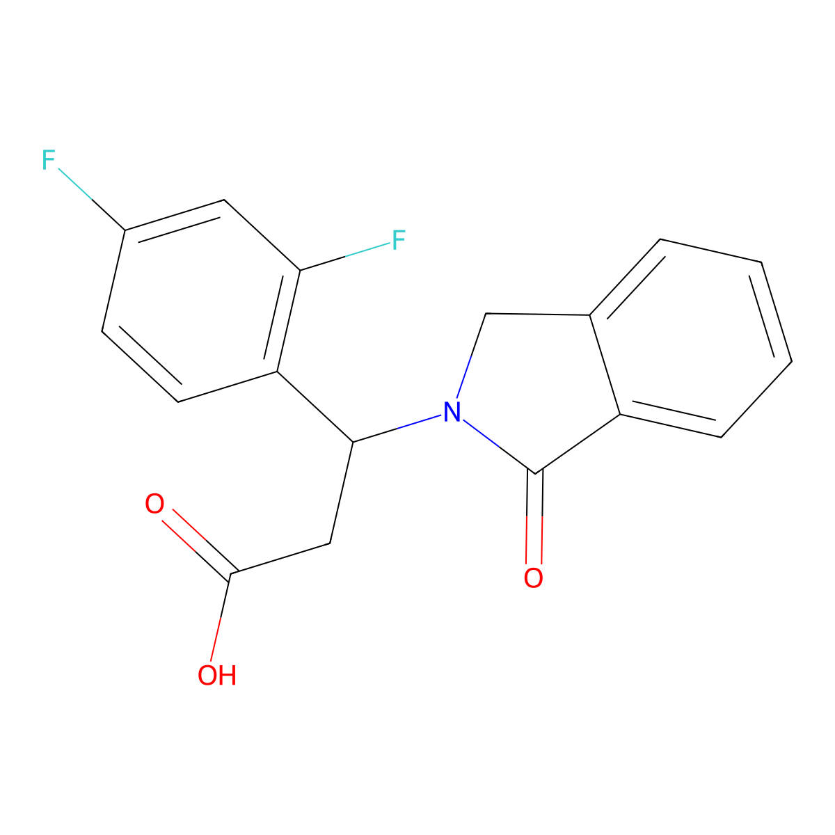 3-(2,4-difluorophenyl)-3-(1-oxo-1,3-dihydro-2H-isoindol-2-yl)propanoic acid molecular structure, CAS 860784-48-1