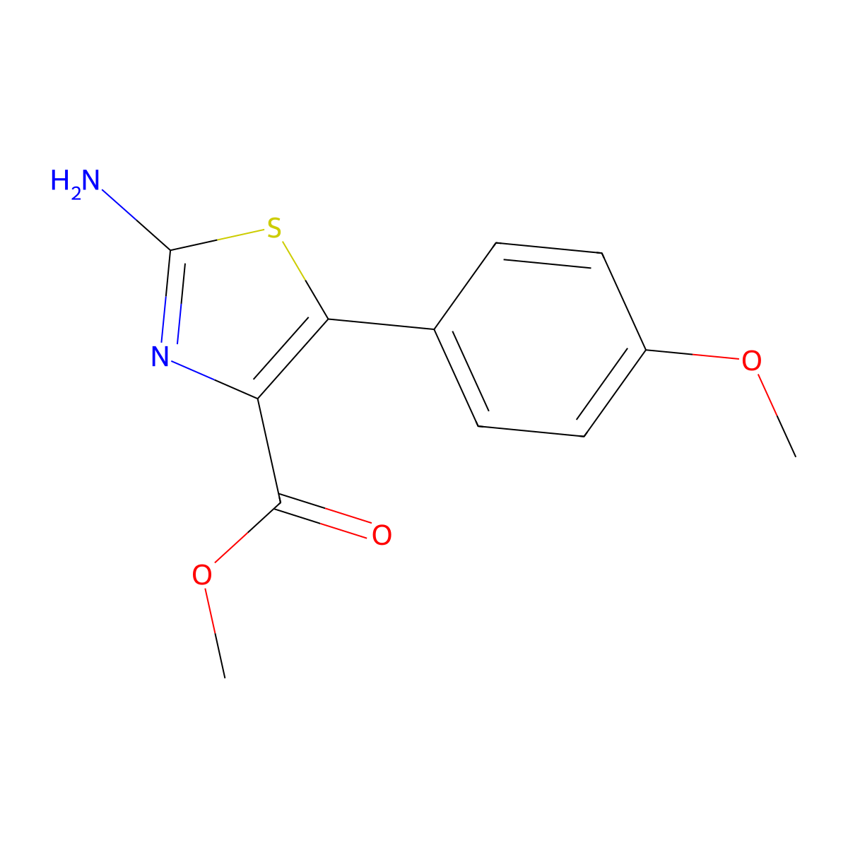 Methyl 2-amino-5-(4-methoxyphenyl)-1,3-thiazole-4-carboxylate molecular structure, CAS 860784-56-1