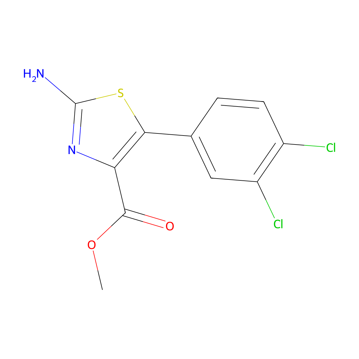 Methyl 2-amino-5-(3,4-dichlorophenyl)-1,3-thiazole-4-carboxylate molecular structure, CAS 860784-58-3
