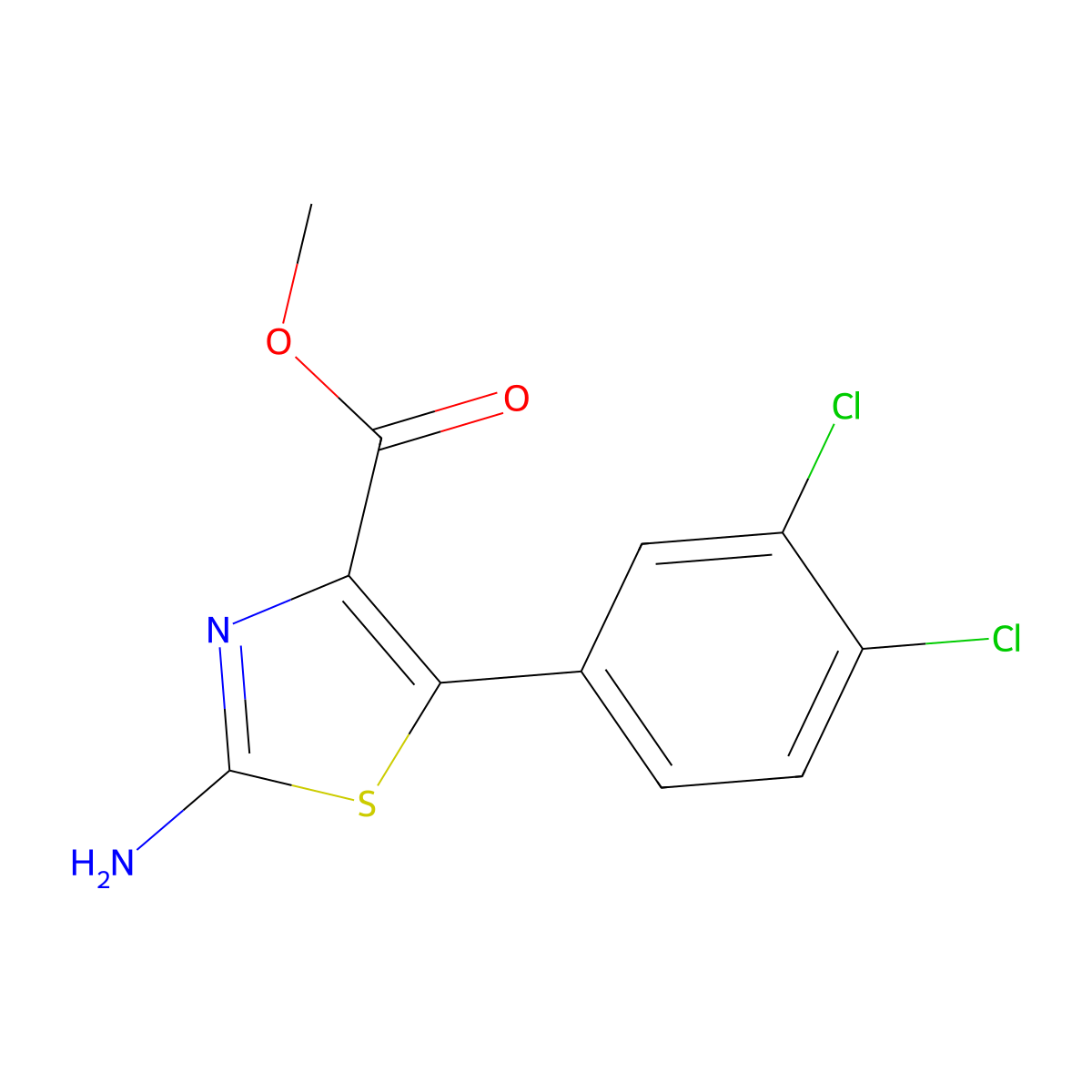 Methyl 2-amino-5-(3,4-dichlorophenyl)-1,3-thiazole-4-carboxylate molecular structure, CAS 860784-58-3