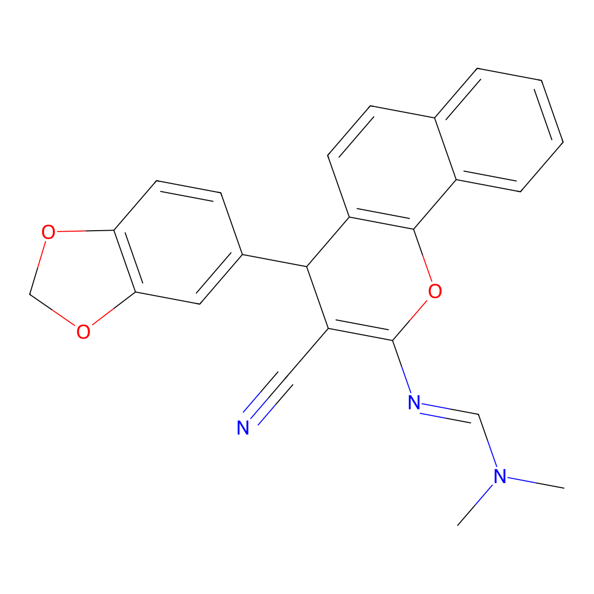 N'-[4-(1,3-benzodioxol-5-yl)-3-cyano-4H-benzo[h]chromen-2-yl]-N,N-dimethyliminoformamide molecular structure, CAS 860784-59-4
