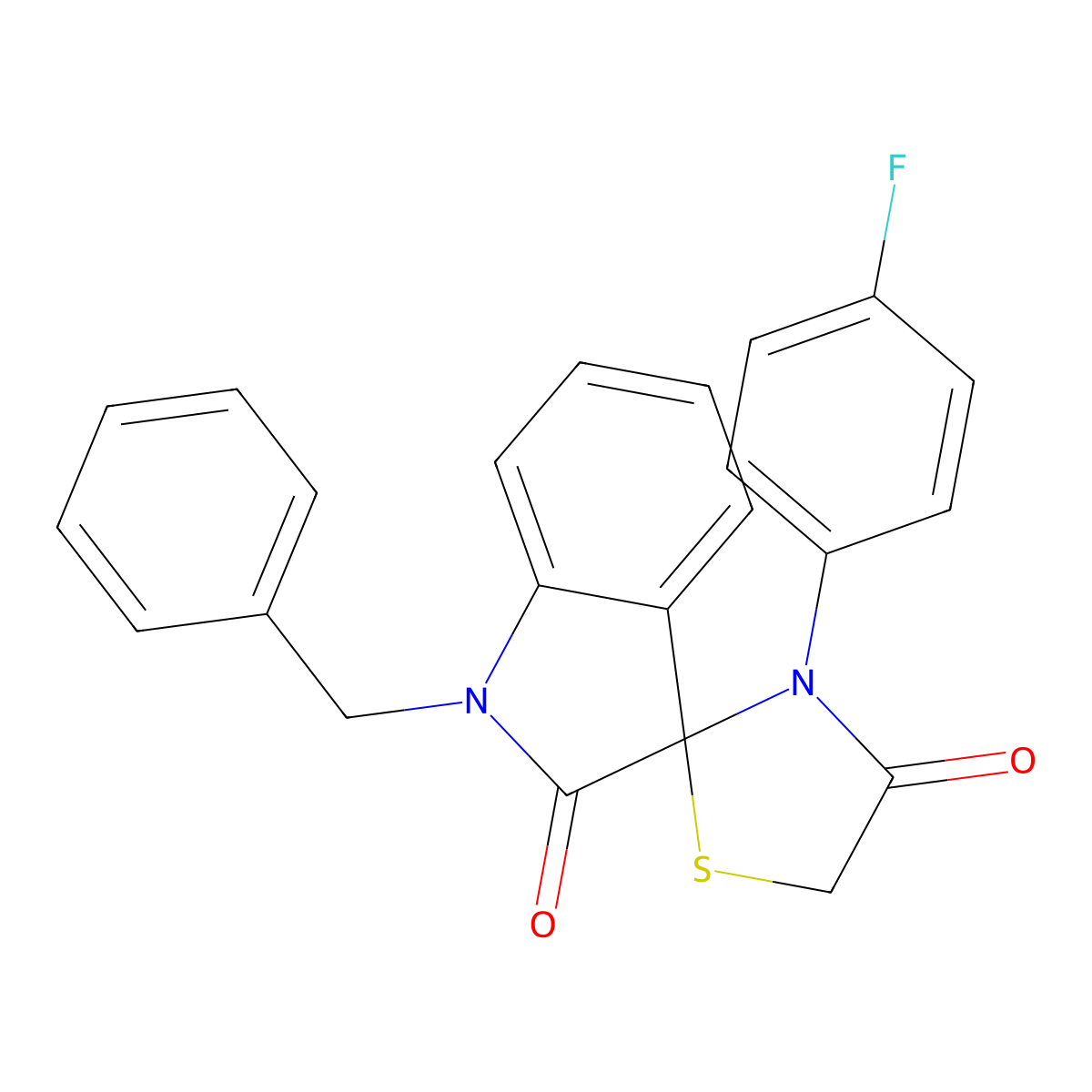 1-Benzyl-3'-(4-fluorophenyl)-1,2-dihydrospiro[indole-3,2'-[1,3]thiazolidine]-2,4'-dione molecular structure, CAS 860784-61-8