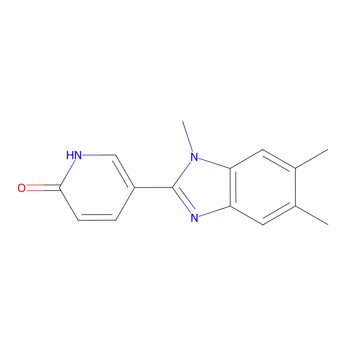 5-(1,5,6-trimethyl-1H-1,3-benzimidazol-2-yl)-2(1H)-pyridinone molecular structure, CAS 860784-72-1