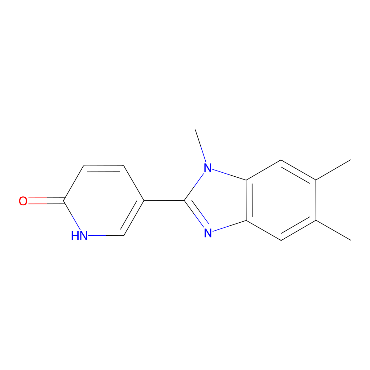 5-(1,5,6-trimethyl-1H-1,3-benzimidazol-2-yl)-2(1H)-pyridinone molecular structure, CAS 860784-72-1