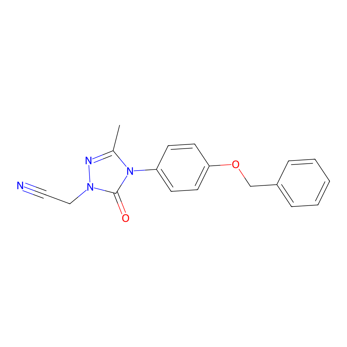 2-{4-[4-(benzyloxy)phenyl]-3-methyl-5-oxo-4,5-dihydro-1H-1,2,4-triazol-1-yl}acetonitrile molecular structure, CAS 860784-83-4