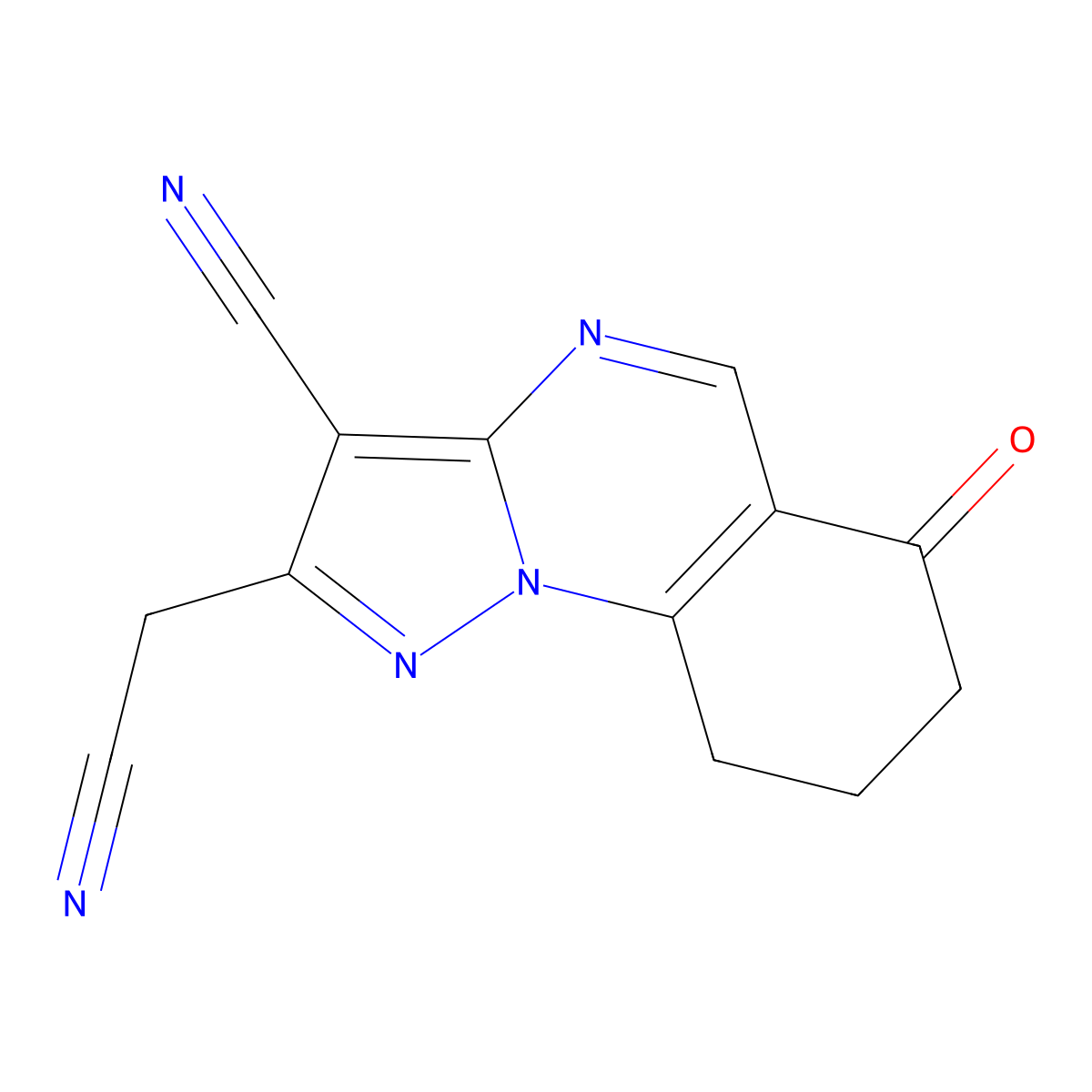 2-(Cyanomethyl)-6-oxo-6,7,8,9-tetrahydropyrazolo[1,5-a]quinazoline-3-carbonitrile molecular structure, CAS 860784-91-4