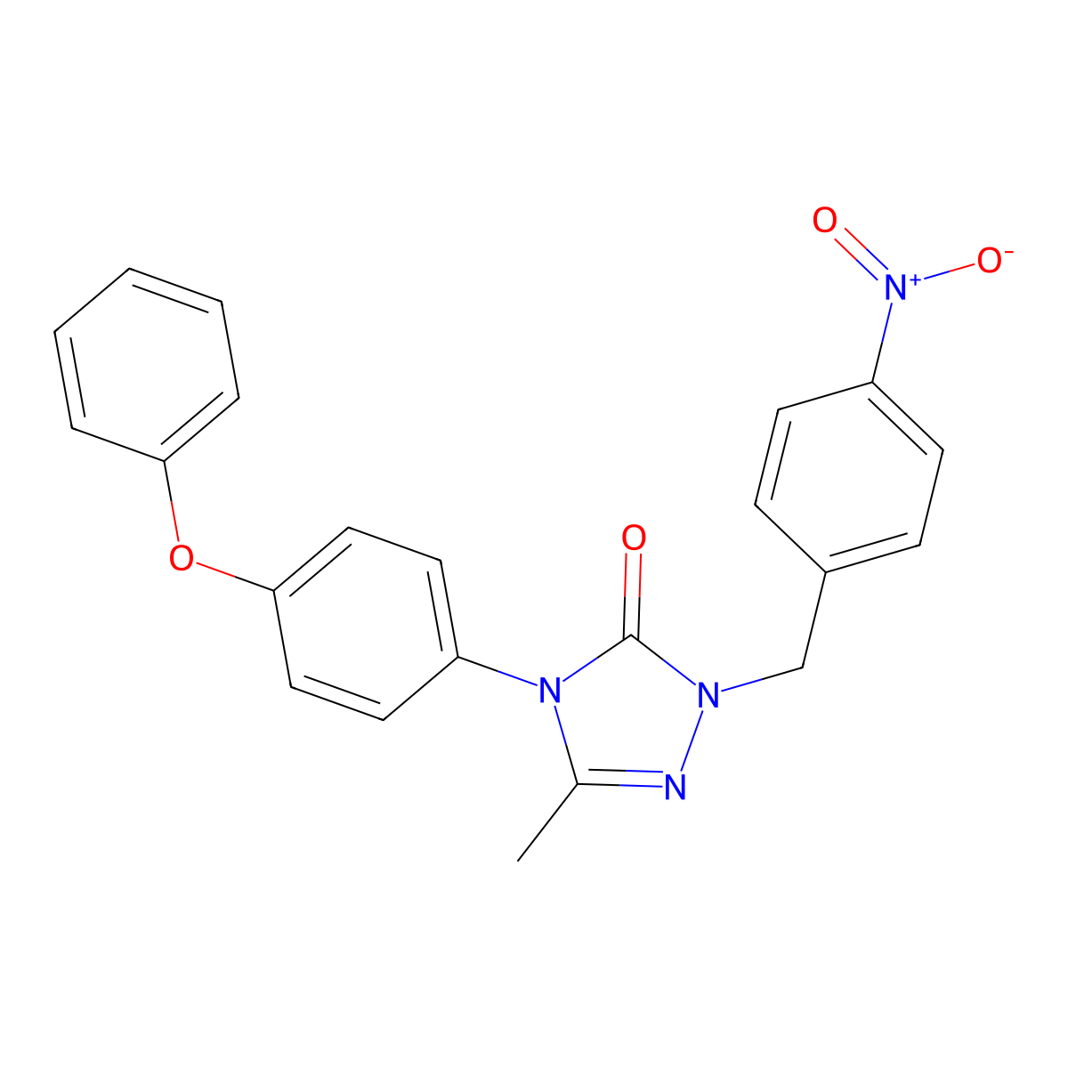 5-methyl-2-(4-nitrobenzyl)-4-(4-phenoxyphenyl)-2,4-dihydro-3H-1,2,4-triazol-3-one molecular structure, CAS 860784-92-5