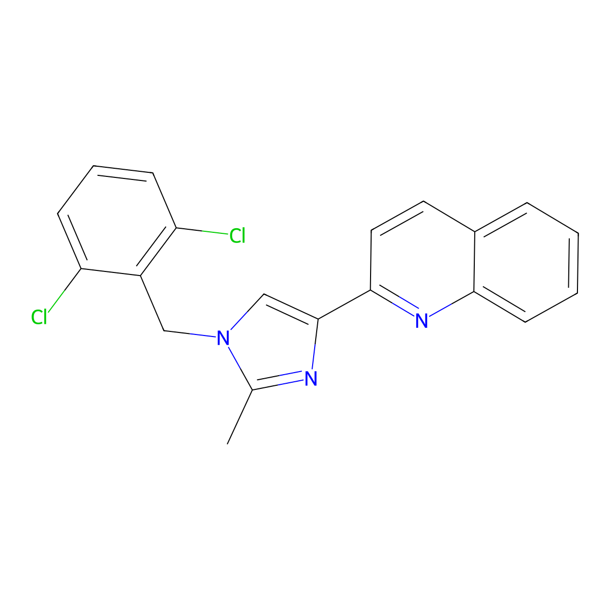 2-[1-(2,6-dichlorobenzyl)-2-methyl-1H-imidazol-4-yl]quinoline molecular structure, CAS 860784-94-7