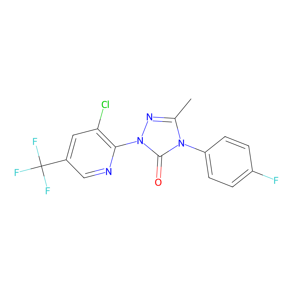 2-[3-chloro-5-(trifluoromethyl)-2-pyridinyl]-4-(4-fluorophenyl)-5-methyl-2,4-dihydro-3H-1,2,4-triazol-3-one molecular structure, CAS 860784-96-9