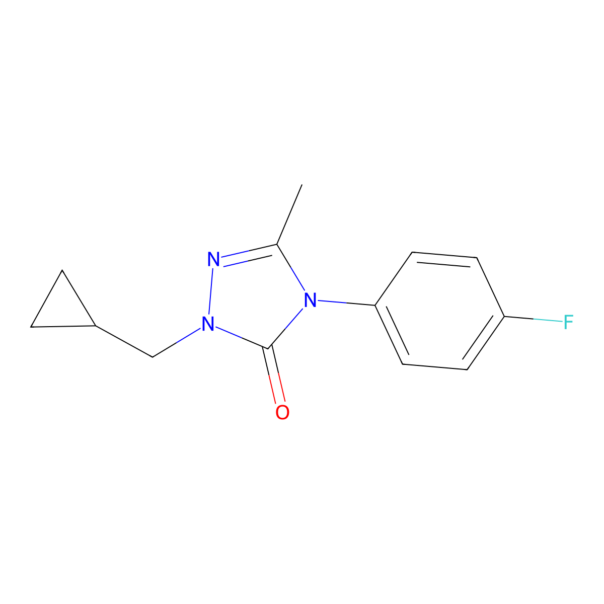 2-(cyclopropylmethyl)-4-(4-fluorophenyl)-5-methyl-2,4-dihydro-3H-1,2,4-triazol-3-one molecular structure, CAS 860784-97-0