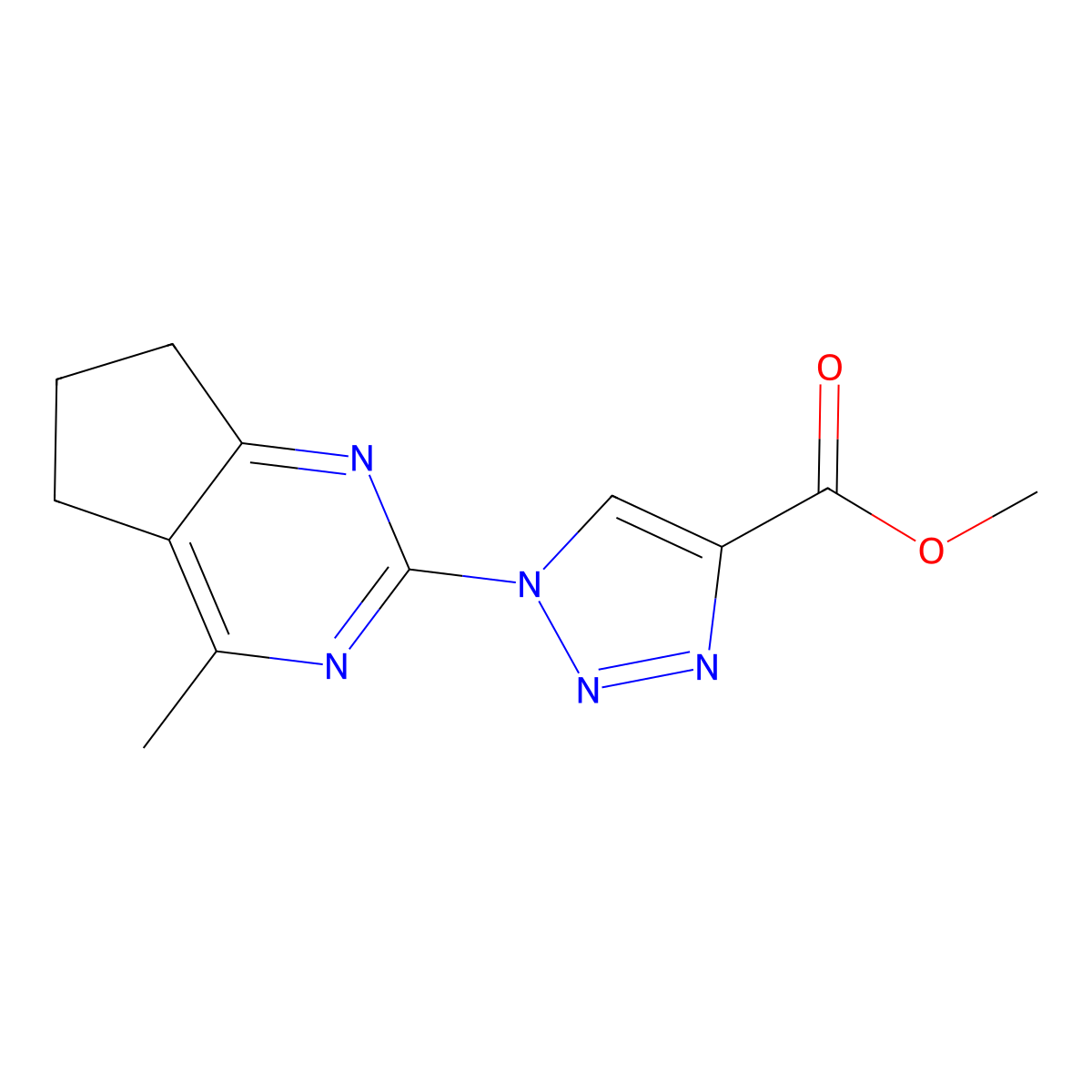 methyl 1-(4-methyl-6,7-dihydro-5H-cyclopenta[d]pyrimidin-2-yl)-1H-1,2,3-triazole-4-carboxylate molecular structure, CAS 860785-03-1