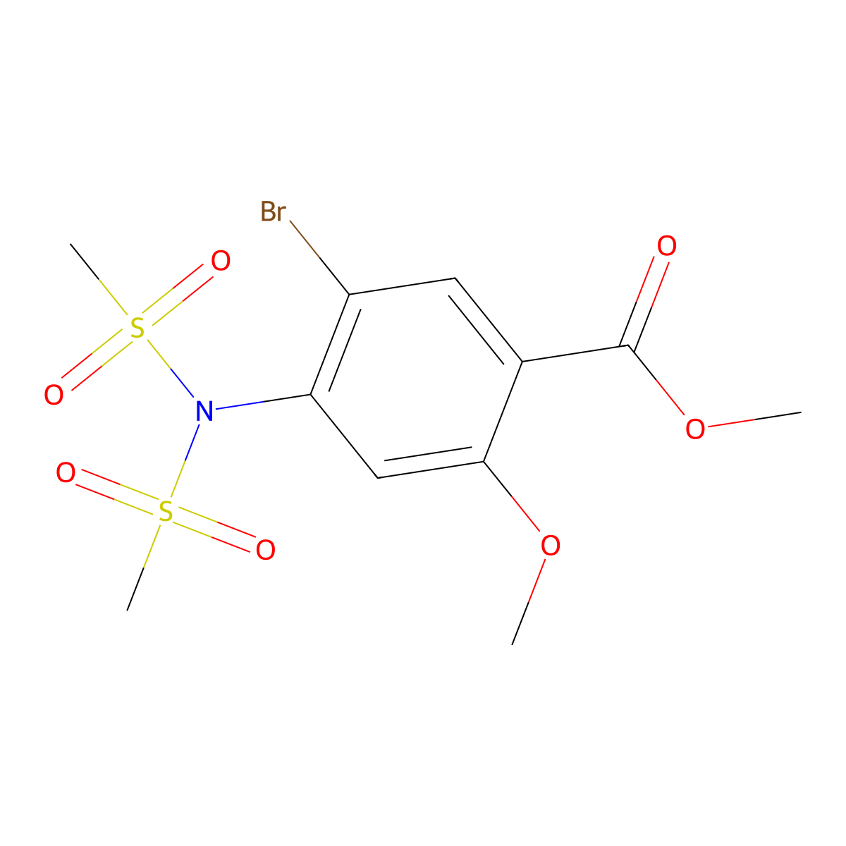 Methyl 4-[bis(methylsulfonyl)amino]-5-bromo-2-methoxybenzenecarboxylate molecular structure, CAS 860785-04-2