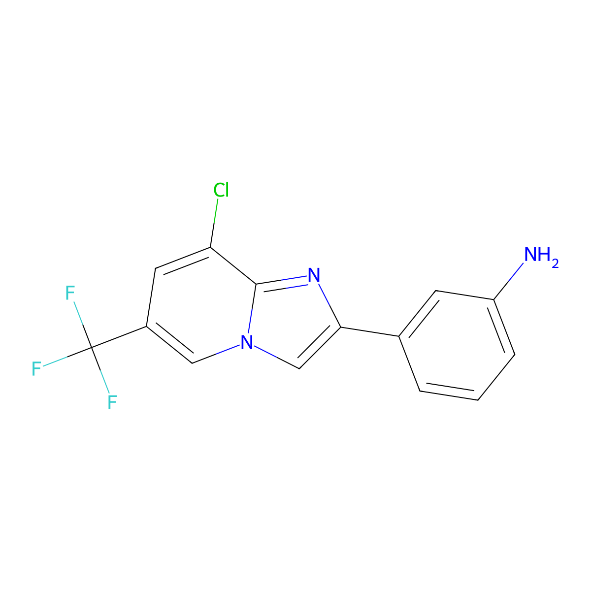 3-[8-Chloro-6-(trifluoromethyl)imidazo[1,2-a]pyridin-2-yl]aniline molecular structure, CAS 860785-05-3
