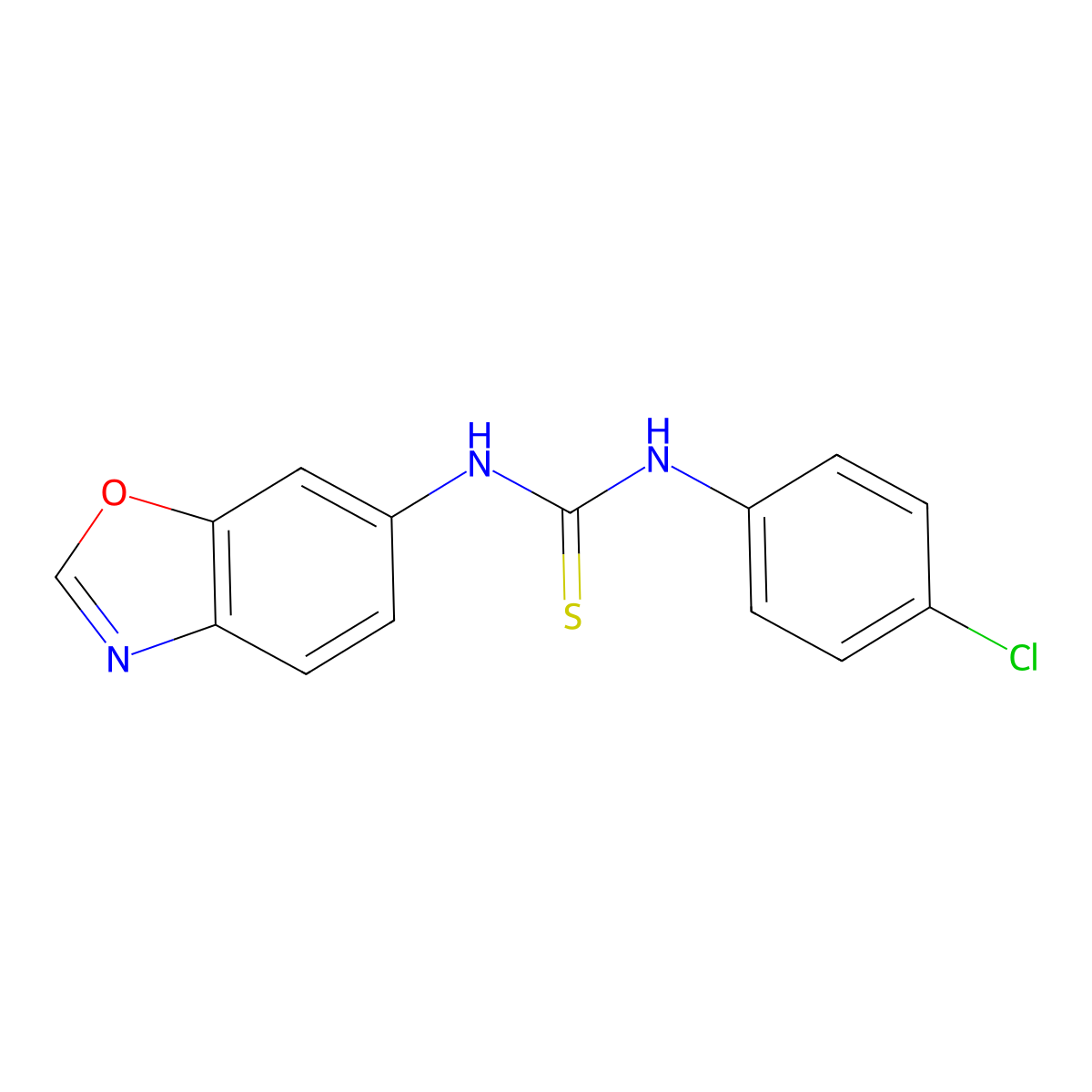 N-(1,3-benzoxazol-6-yl)-N'-(4-chlorophenyl)thiourea molecular structure, CAS 860785-10-0
