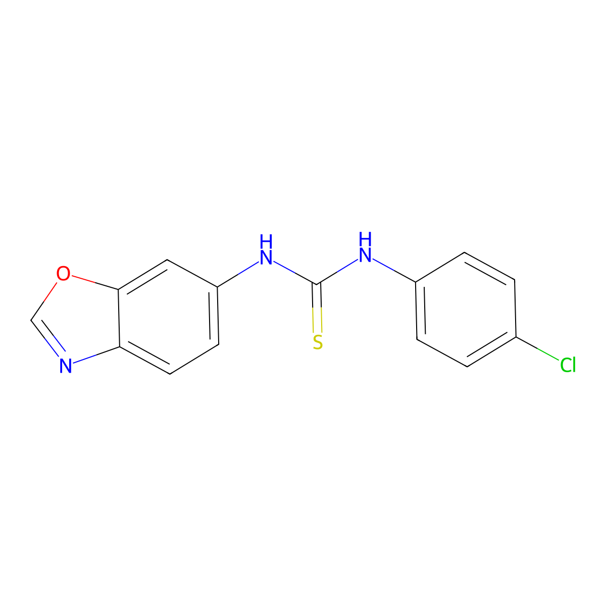 N-(1,3-benzoxazol-6-yl)-N'-(4-chlorophenyl)thiourea molecular structure, CAS 860785-10-0