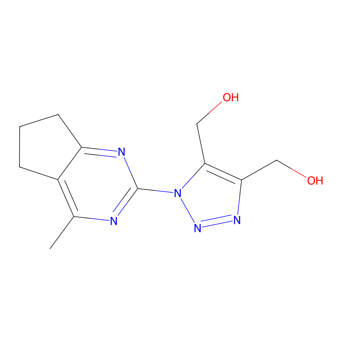 [4-(hydroxymethyl)-1-(4-methyl-6,7-dihydro-5H-cyclopenta[d]pyrimidin-2-yl)-1H-1,2,3-triazol-5-yl]methanol molecular structure, CAS 860785-19-9