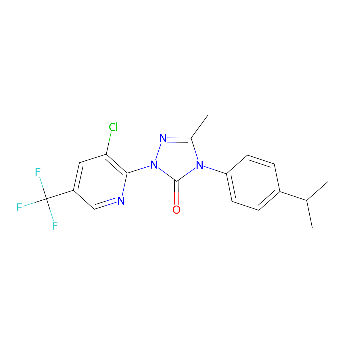2-[3-chloro-5-(trifluoromethyl)-2-pyridinyl]-4-(4-isopropylphenyl)-5-methyl-2,4-dihydro-3H-1,2,4-triazol-3-one molecular structure, CAS 860785-30-4