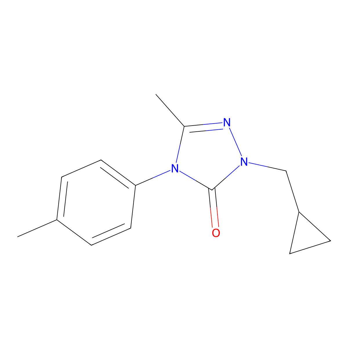 2-(cyclopropylmethyl)-5-methyl-4-(4-methylphenyl)-2,4-dihydro-3H-1,2,4-triazol-3-one molecular structure, CAS 860785-40-6