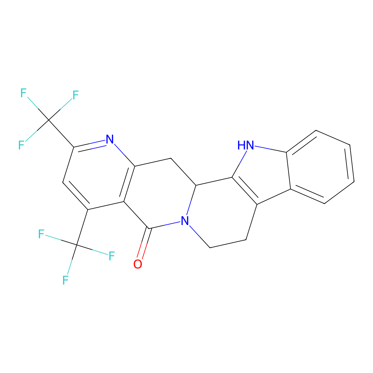 2,4-bis(trifluoromethyl)-8,13,13b,14-tetrahydroindolo[2',3':3,4]pyrido[1,2-g][1,6]naphthyridin-5(7H)-one molecular structure, CAS 860785-41-7