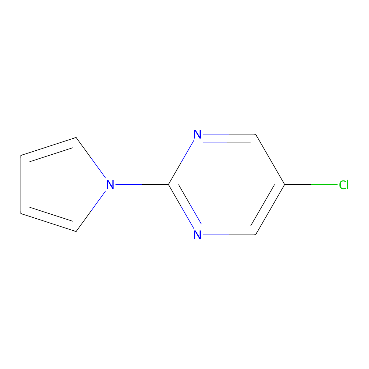 5-chloro-2-(1H-pyrrol-1-yl)pyrimidine molecular structure, CAS 860785-43-9