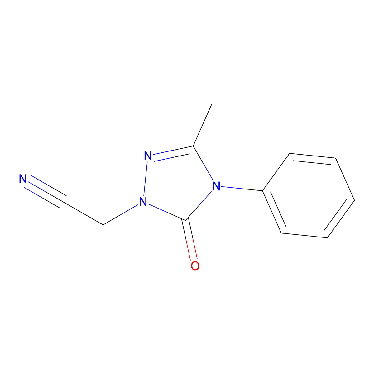 2-(3-methyl-5-oxo-4-phenyl-4,5-dihydro-1H-1,2,4-triazol-1-yl)acetonitrile molecular structure, CAS 860785-46-2