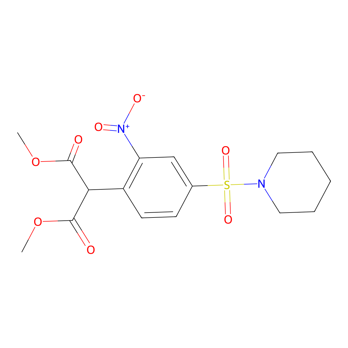 Dimethyl 2-[2-nitro-4-(piperidinosulfonyl)phenyl]-malonate molecular structure, CAS 860785-48-4