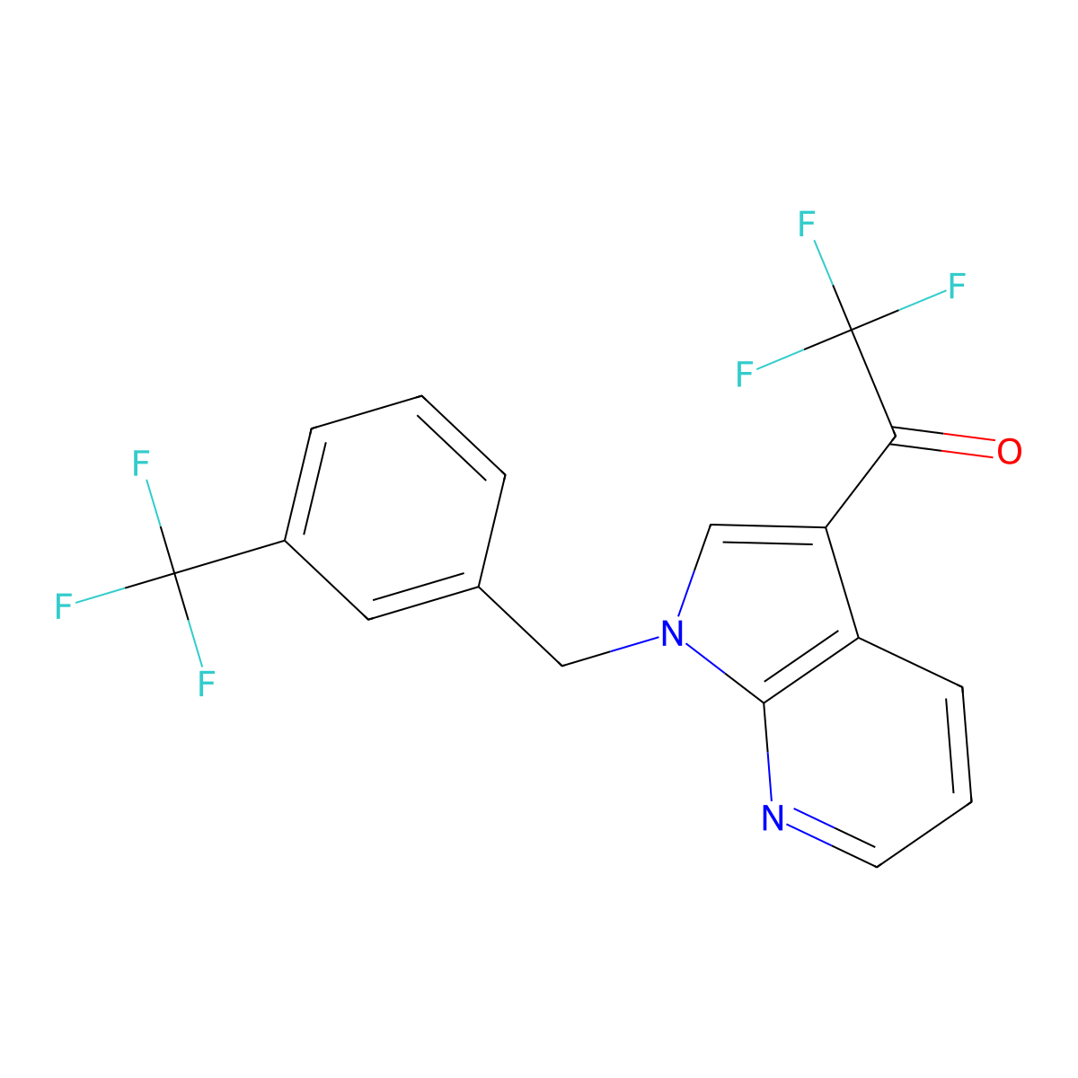 2,2,2-trifluoro-1-{1-[3-(trifluoromethyl)benzyl]-1H-pyrrolo[2,3-b]pyridin-3-yl}-1-ethanone molecular structure, CAS 860785-60-0