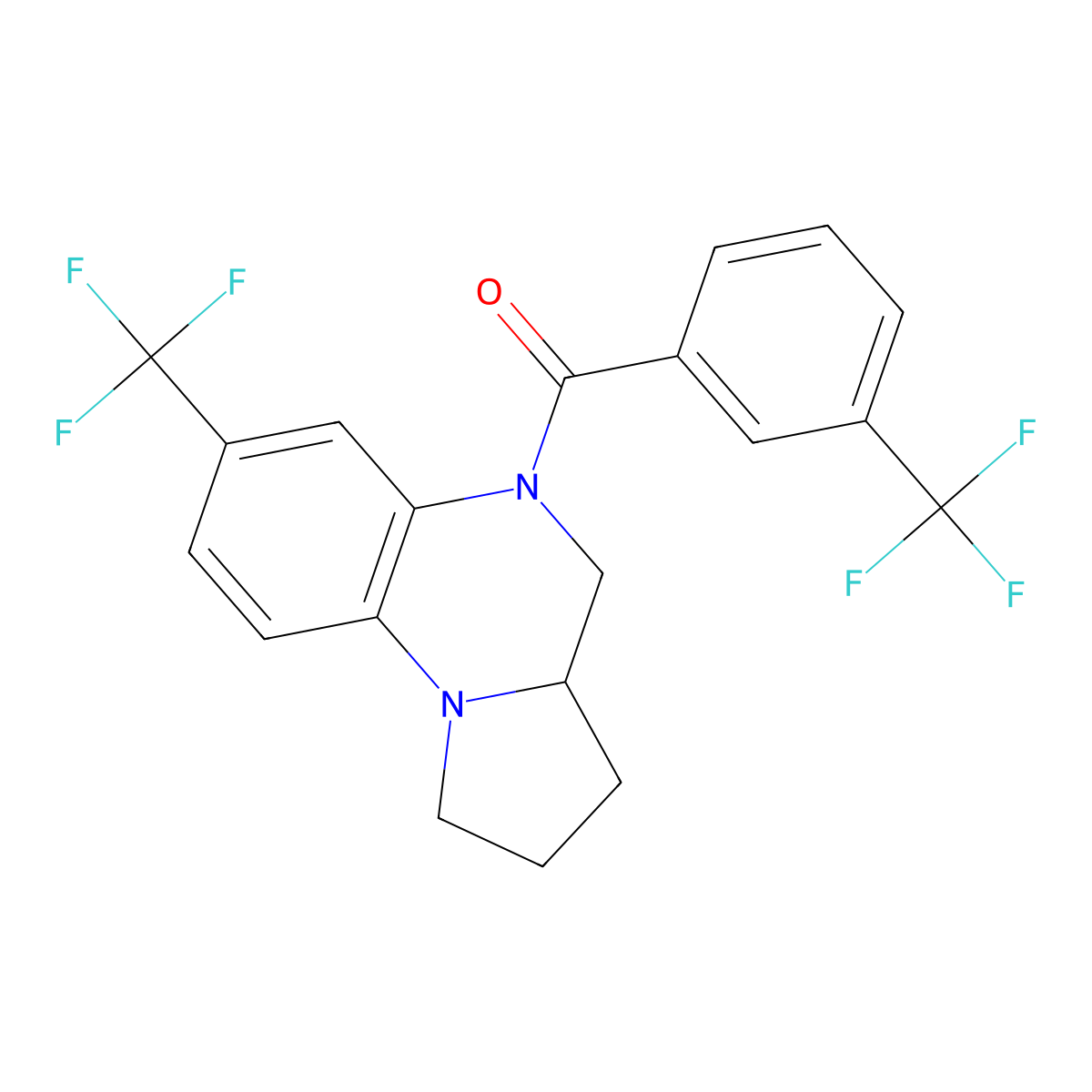 [7-(trifluoromethyl)-2,3,3a,4-tetrahydropyrrolo[1,2-a]quinoxalin-5(1H)-yl][3-(trifluoromethyl)phenyl]methanone molecular structure, CAS 860785-70-2