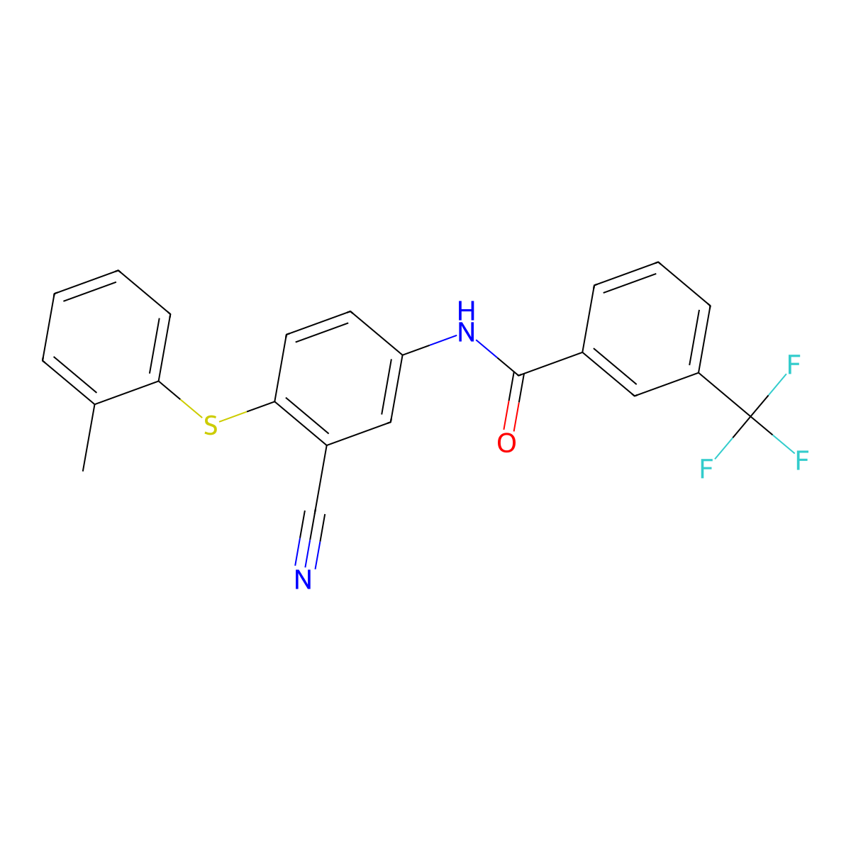 N-{3-cyano-4-[(2-methylphenyl)sulfanyl]phenyl}-3-(trifluoromethyl)benzenecarboxamide molecular structure, CAS 860785-76-8