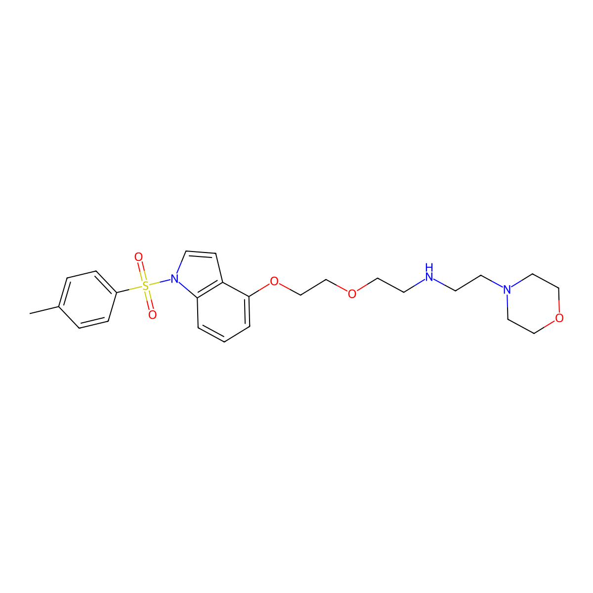 2-[2-({1-[(4-methylphenyl)sulfonyl]-1H-indol-4-yl}oxy)ethoxy]-N-(2-morpholinoethyl)-1-ethanamine molecular structure, CAS 860785-84-8