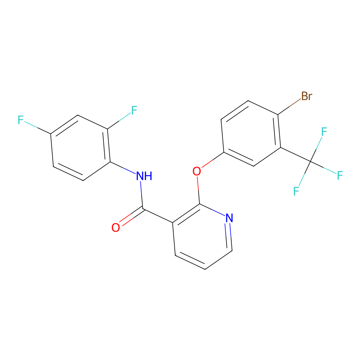 2-[4-bromo-3-(trifluoromethyl)phenoxy]-N-(2,4-difluorophenyl)pyridine-3-carboxamide molecular structure, CAS 860785-86-0