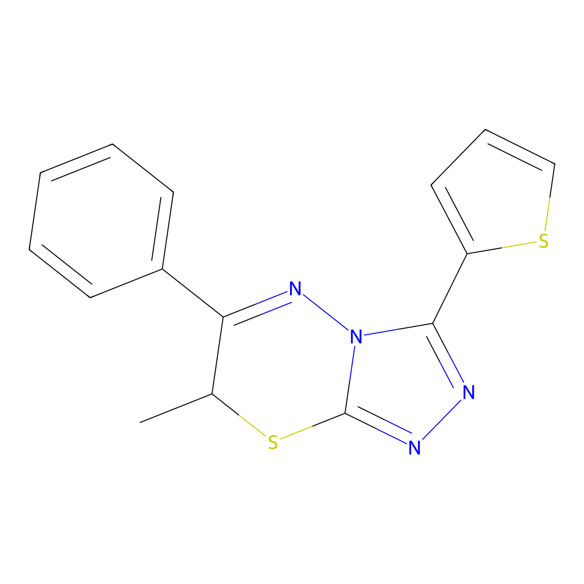 7-methyl-6-phenyl-3-(2-thienyl)-7H-[1,2,4]triazolo[3,4-b][1,3,4]thiadiazine molecular structure, CAS 860785-87-1