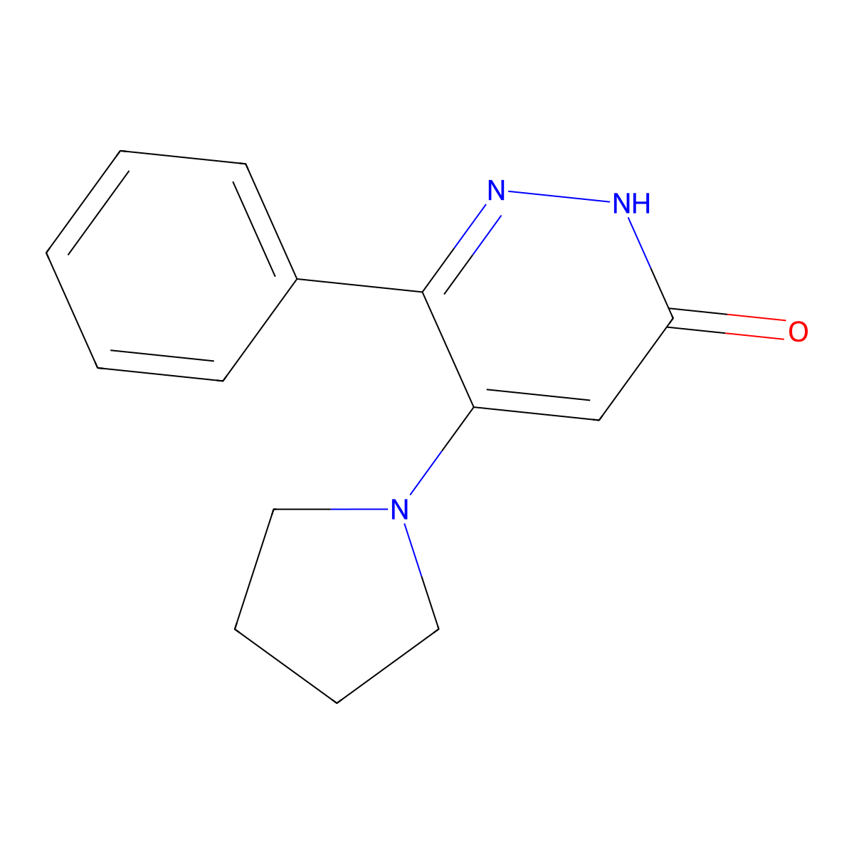 6-phenyl-5-(1-pyrrolidinyl)-3(2H)-pyridazinone molecular structure, CAS 860785-89-3