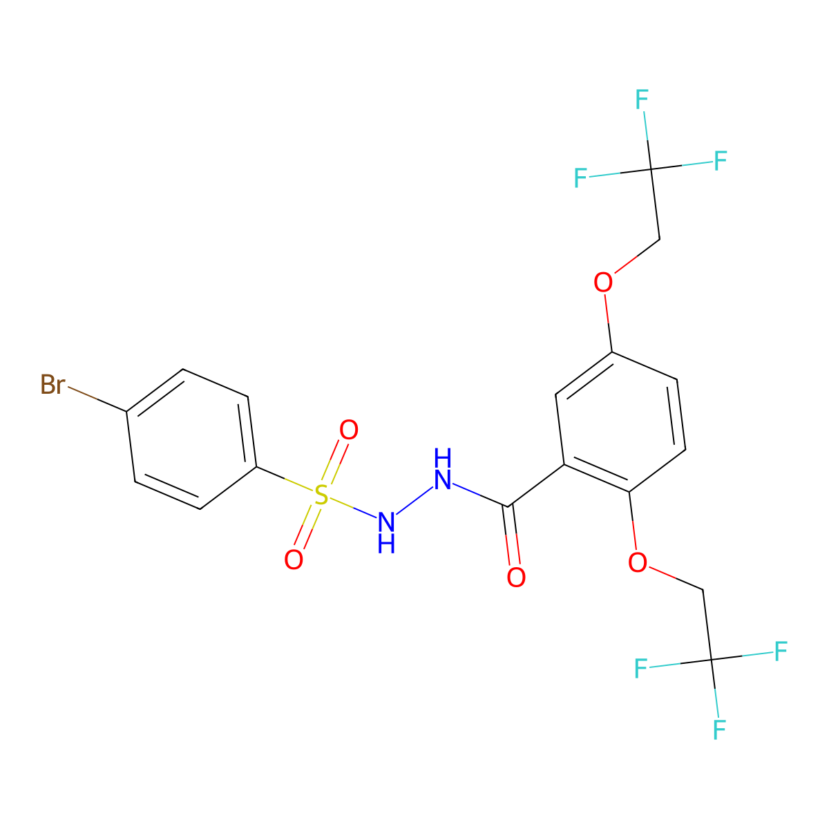 N'-(4-bromophenyl)sulfonyl-2,5-bis(2,2,2-trifluoroethoxy)benzohydrazide molecular structure, CAS 860785-91-7
