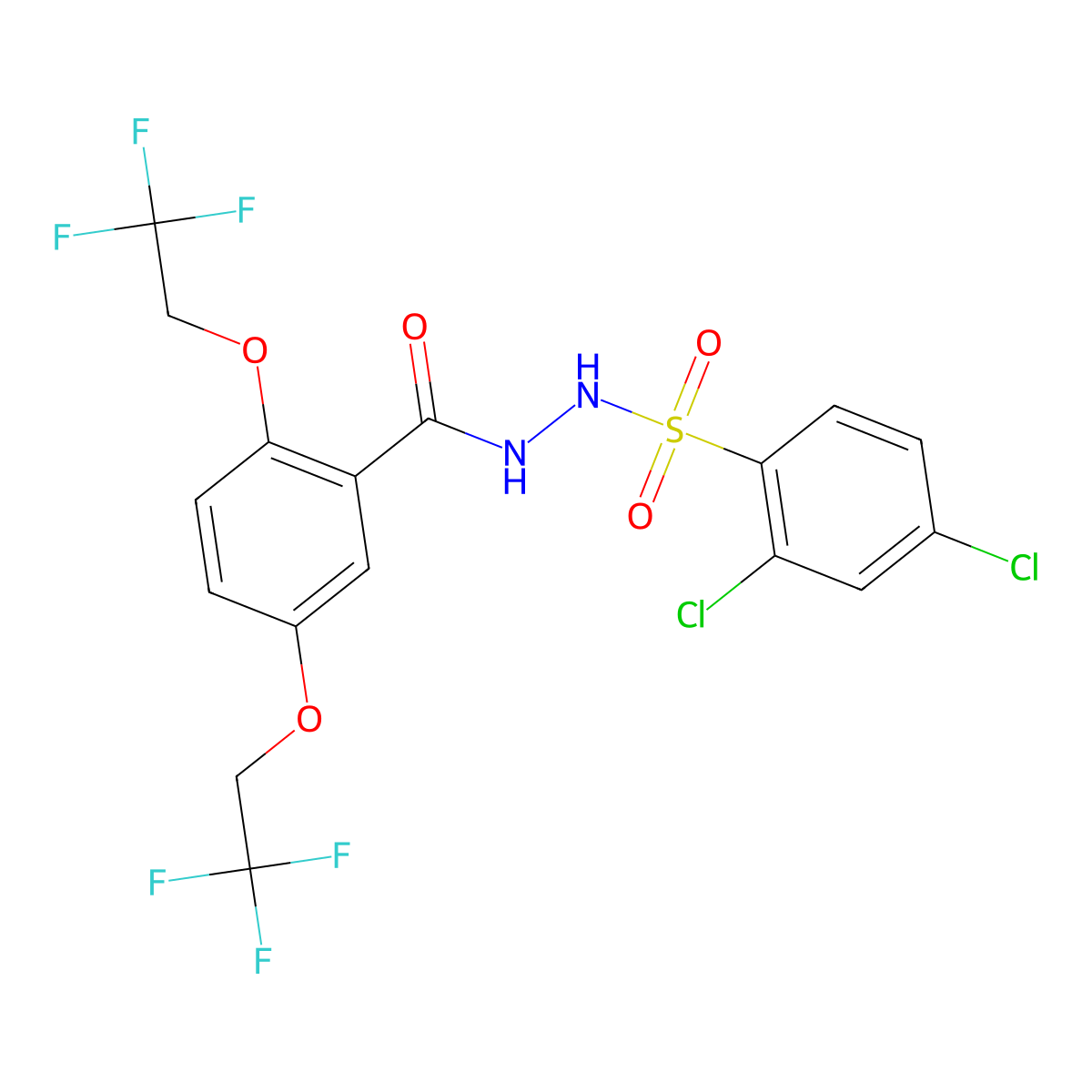 N'-(2,4-dichlorophenyl)sulfonyl-2,5-bis(2,2,2-trifluoroethoxy)benzohydrazide molecular structure, CAS 860785-92-8