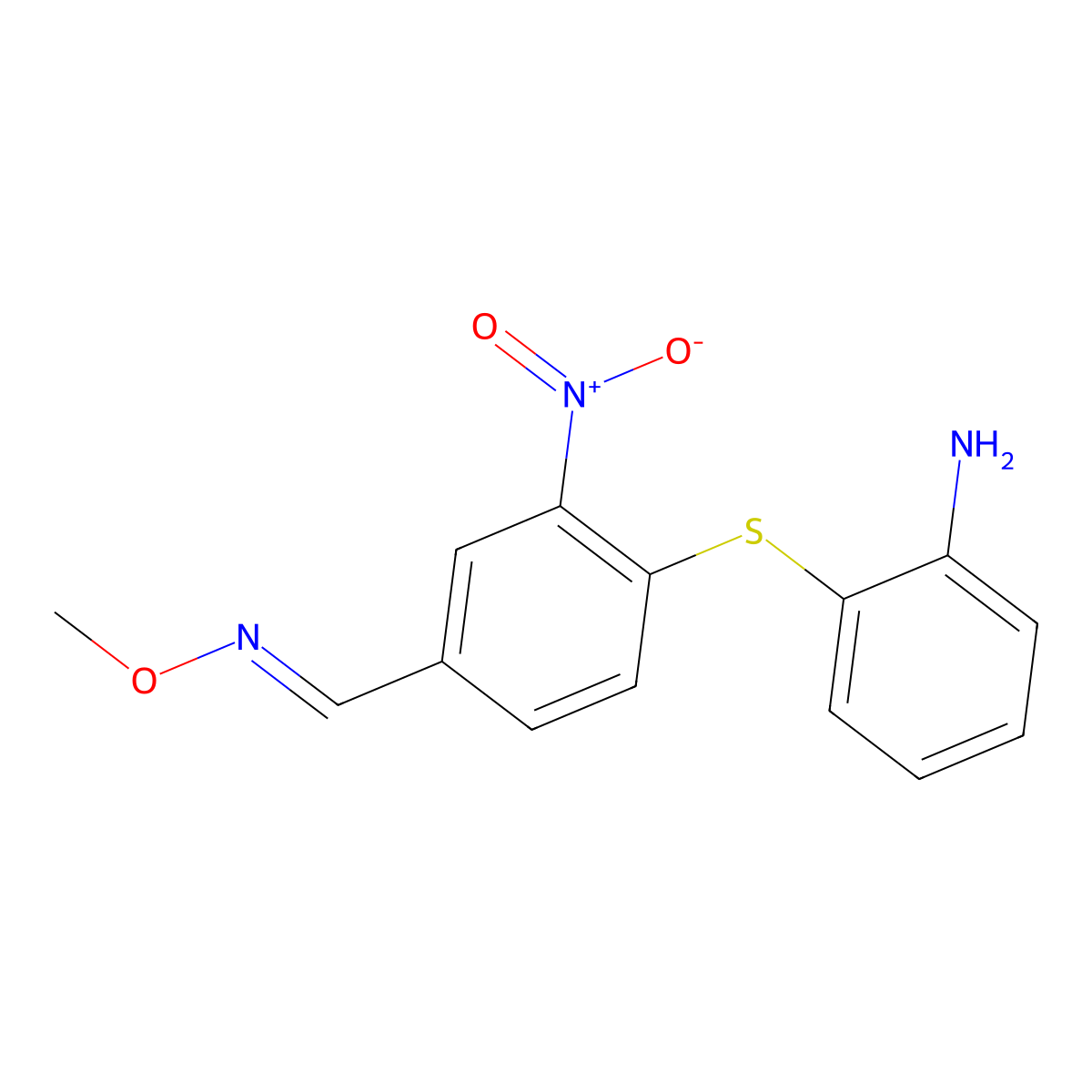 4-[(2-aminophenyl)sulfanyl]-3-nitrobenzenecarbaldehyde O-methyloxime molecular structure, CAS 860786-01-2