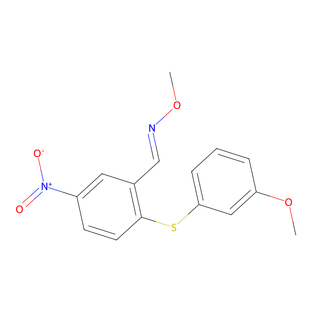 2-[(3-methoxyphenyl)sulfanyl]-5-nitrobenzenecarbaldehyde O-methyloxime molecular structure, CAS 860786-02-3