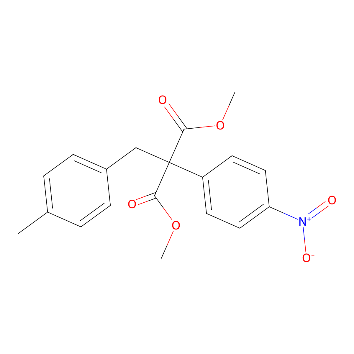 Dimethyl 2-(4-methylbenzyl)-2-(4-nitrophenyl)malonate molecular structure, CAS 860786-05-6