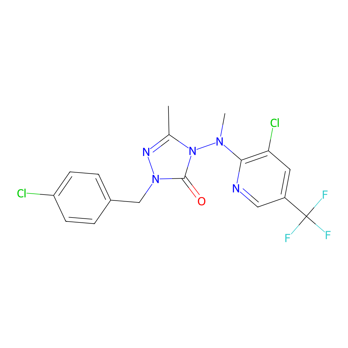 2-(4-chlorobenzyl)-4-[[3-chloro-5-(trifluoromethyl)-2-pyridinyl](methyl)amino]-5-methyl-2,4-dihydro-3H-1,2,4-triazol-3-one molecular structure, CAS 860786-14-7