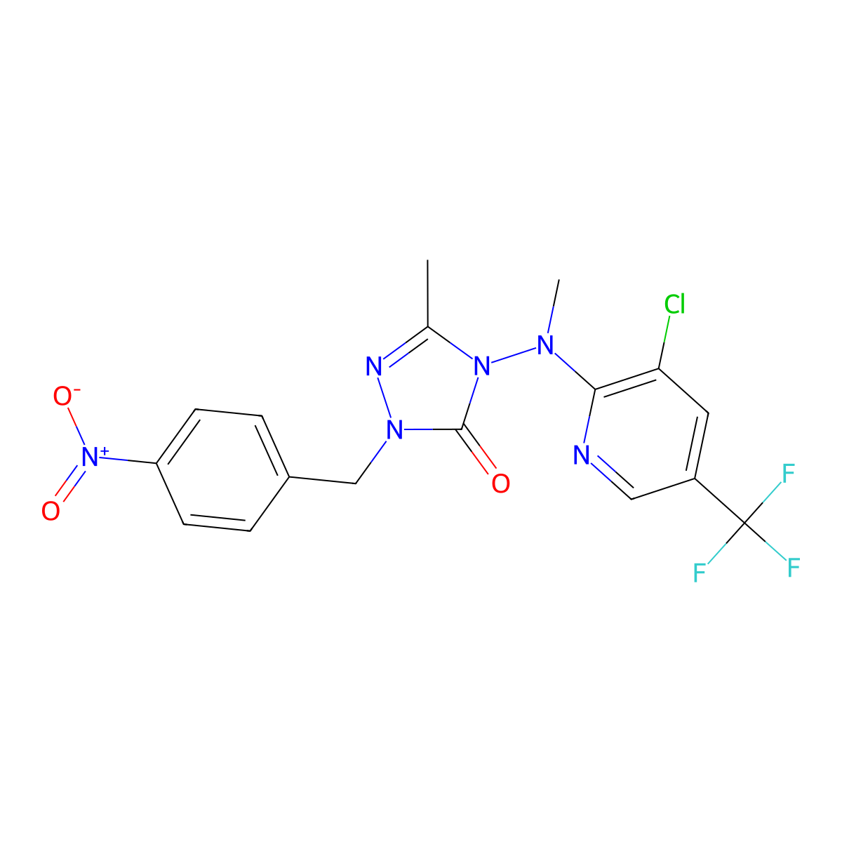 4-[[3-chloro-5-(trifluoromethyl)-2-pyridinyl](methyl)amino]-5-methyl-2-(4-nitrobenzyl)-2,4-dihydro-3H-1,2,4-triazol-3-one molecular structure, CAS 860786-15-8