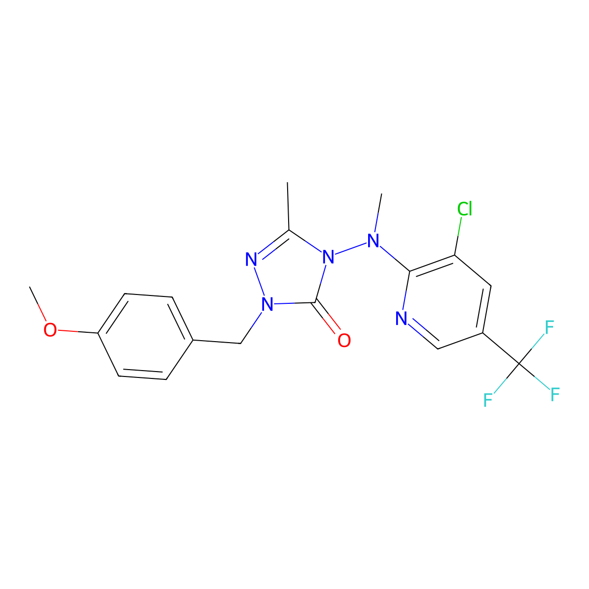 4-[[3-chloro-5-(trifluoromethyl)-2-pyridinyl](methyl)amino]-2-(4-methoxybenzyl)-5-methyl-2,4-dihydro-3H-1,2,4-triazol-3-one molecular structure, CAS 860786-17-0
