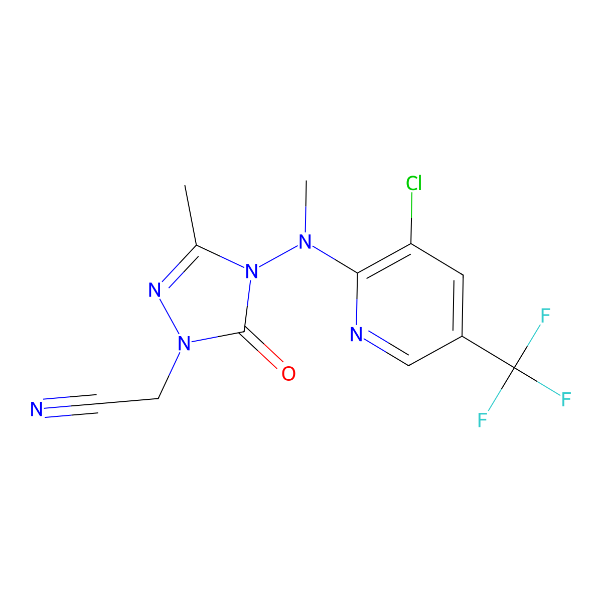 2-{4-[[3-chloro-5-(trifluoromethyl)-2-pyridinyl](methyl)amino]-3-methyl-5-oxo-4,5-dihydro-1H-1,2,4-triazol-1-yl}acetonitrile molecular structure, CAS 860786-19-2
