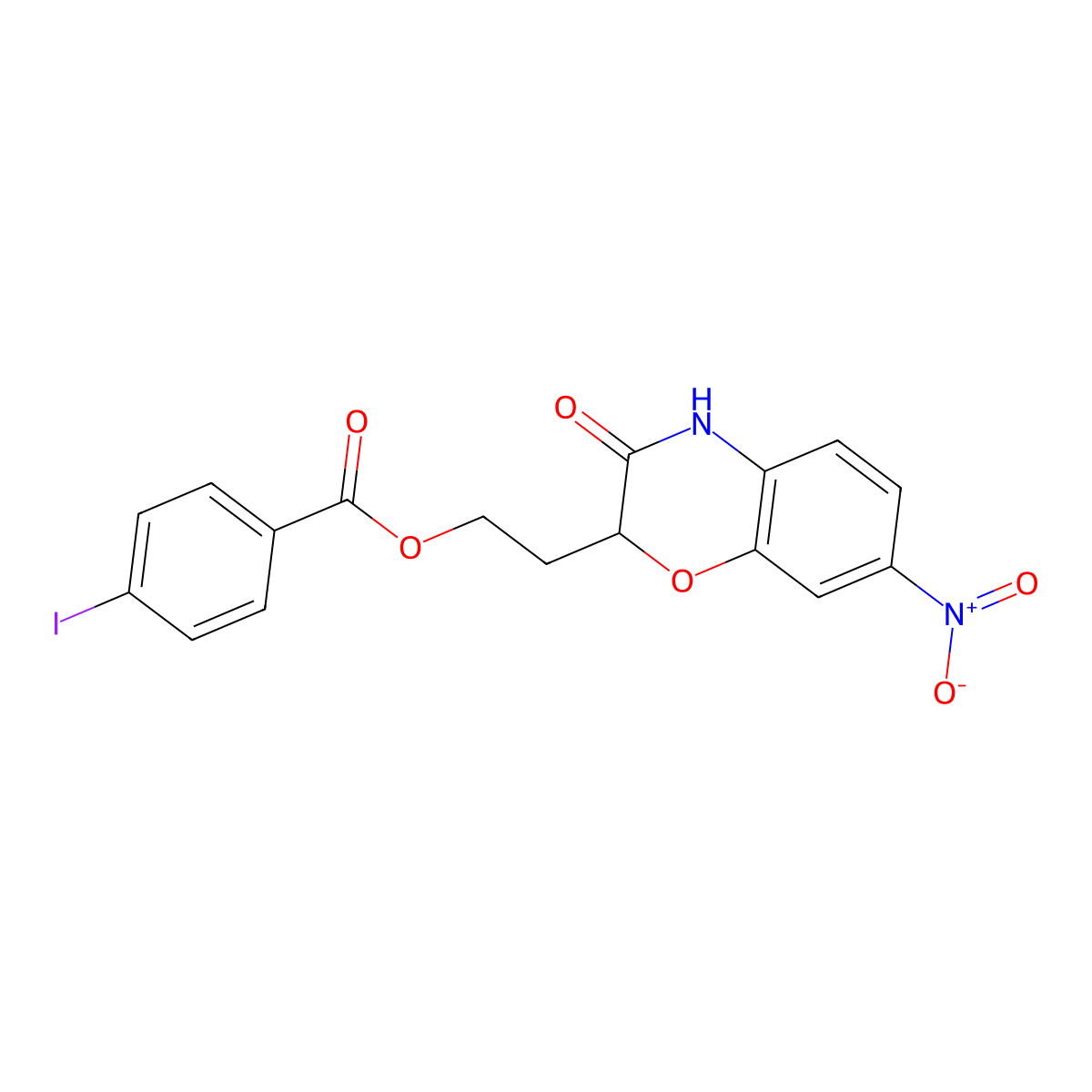 2-(7-nitro-3-oxo-3,4-dihydro-2H-1,4-benzoxazin-2-yl)ethyl 4-iodobenzenecarboxylate molecular structure, CAS 860786-20-5