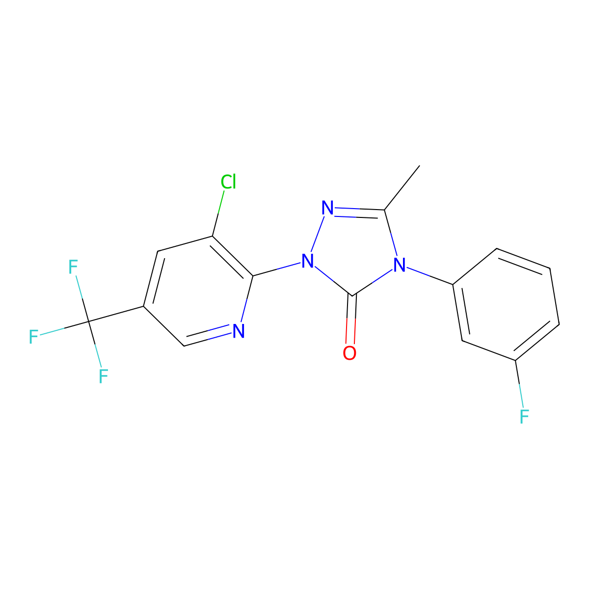 2-[3-chloro-5-(trifluoromethyl)-2-pyridinyl]-4-(3-fluorophenyl)-5-methyl-2,4-dihydro-3H-1,2,4-triazol-3-one molecular structure, CAS 860786-22-7