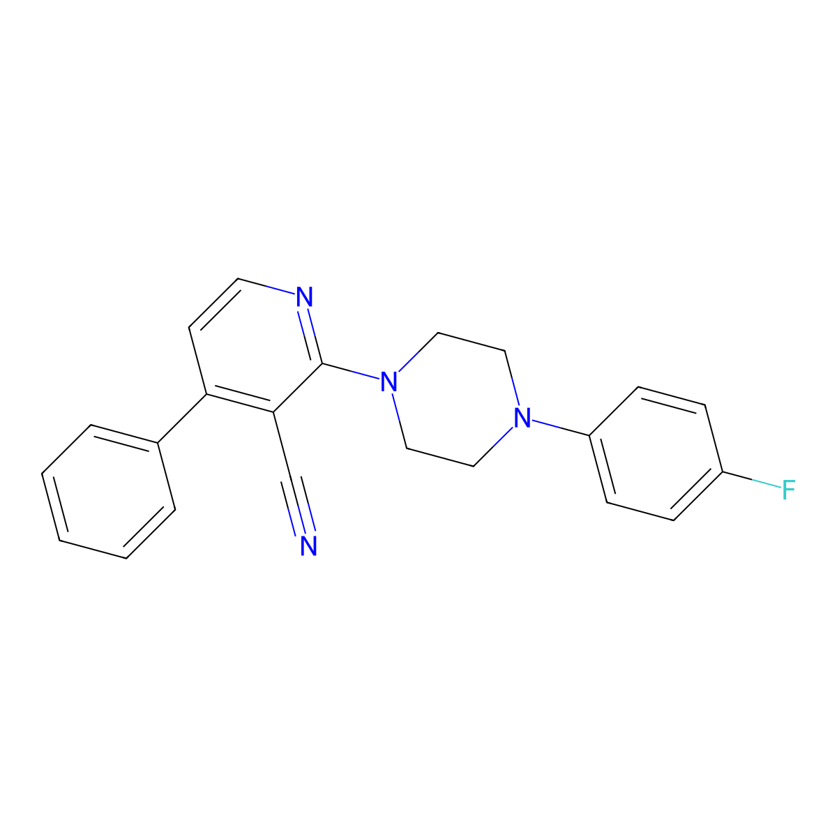 2-[4-(4-Fluorophenyl)piperazino]-4-phenylnicotinonitrile molecular structure, CAS 860786-28-3