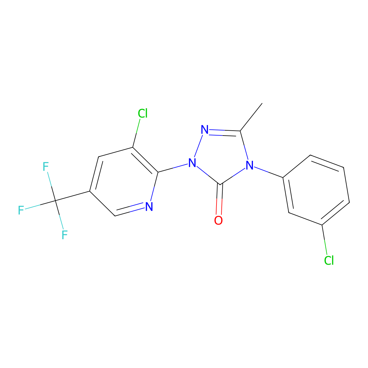 4-(3-chlorophenyl)-2-[3-chloro-5-(trifluoromethyl)-2-pyridinyl]-5-methyl-2,4-dihydro-3H-1,2,4-triazol-3-one molecular structure, CAS 860786-38-5