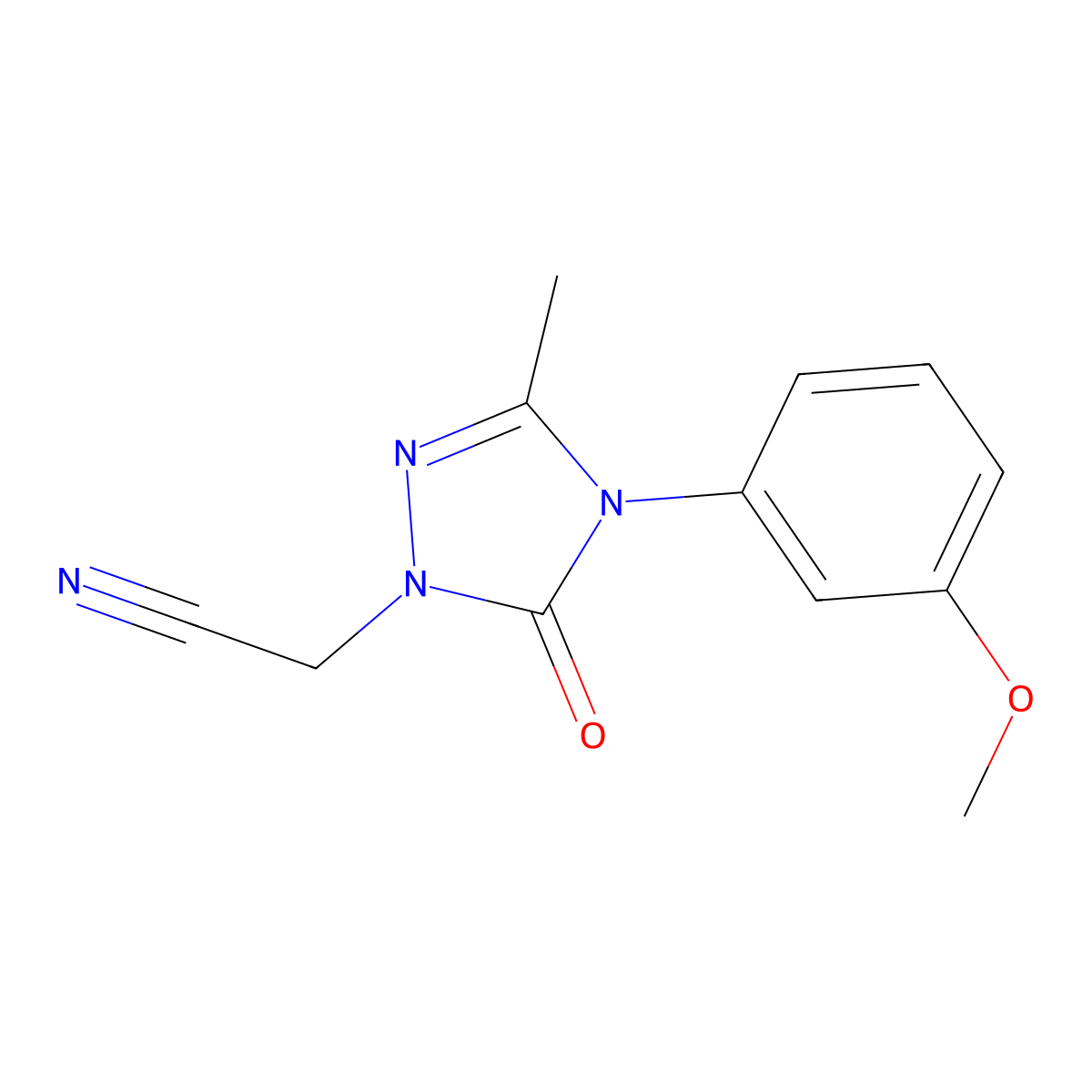 2-[4-(3-methoxyphenyl)-3-methyl-5-oxo-4,5-dihydro-1H-1,2,4-triazol-1-yl]acetonitrile molecular structure, CAS 860786-45-4