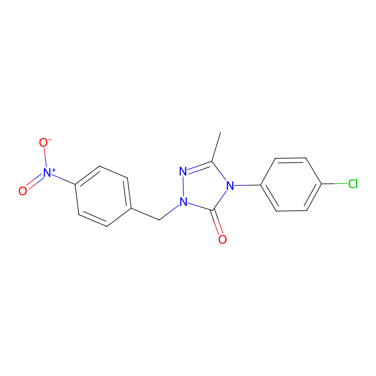 4-(4-chlorophenyl)-5-methyl-2-(4-nitrobenzyl)-2,4-dihydro-3H-1,2,4-triazol-3-one molecular structure, CAS 860786-63-6